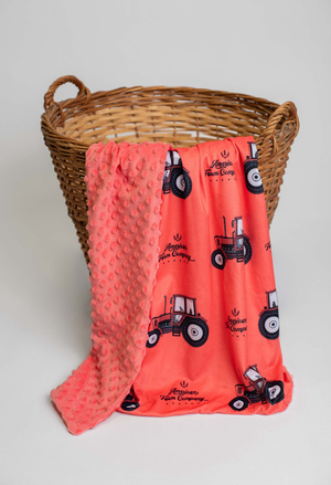 Red Tractor Minky Blanket