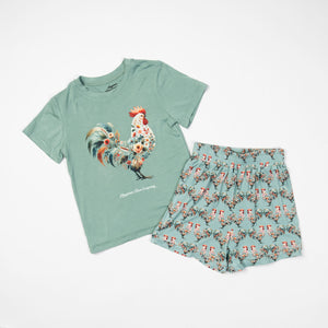 Floral Chicken Toddler/Youth Bamboo Pajama Set - PREORDER