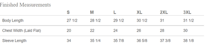 long live family farms size chart