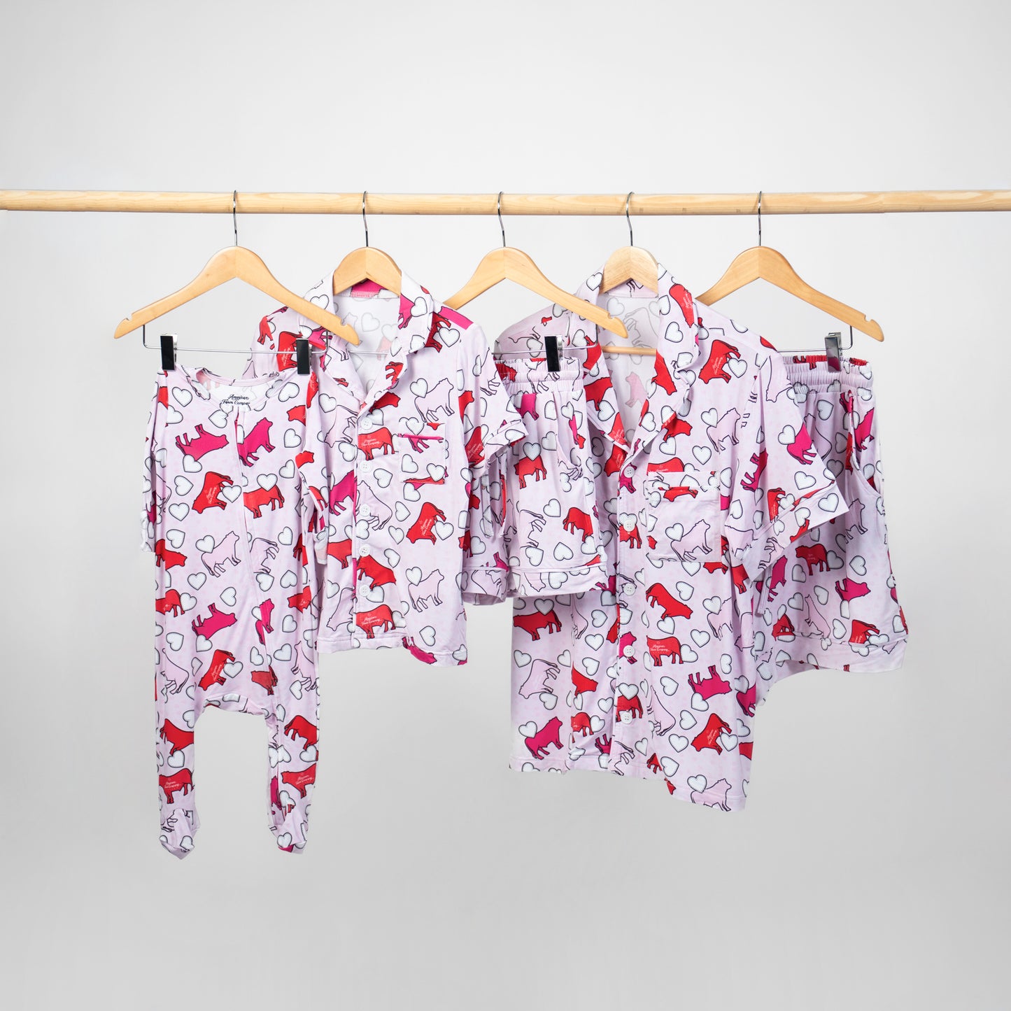 Valentines Cows Adult Bamboo Pajama Set - PREORDER