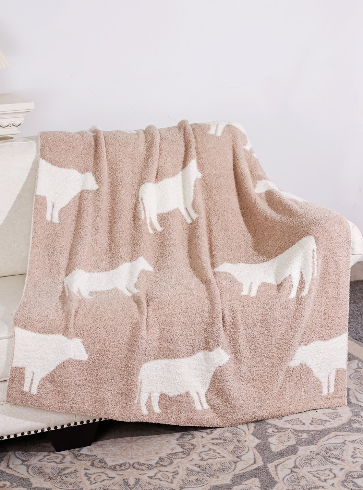 AFC Cow Luxe Blanket Tan/White - PREORDER