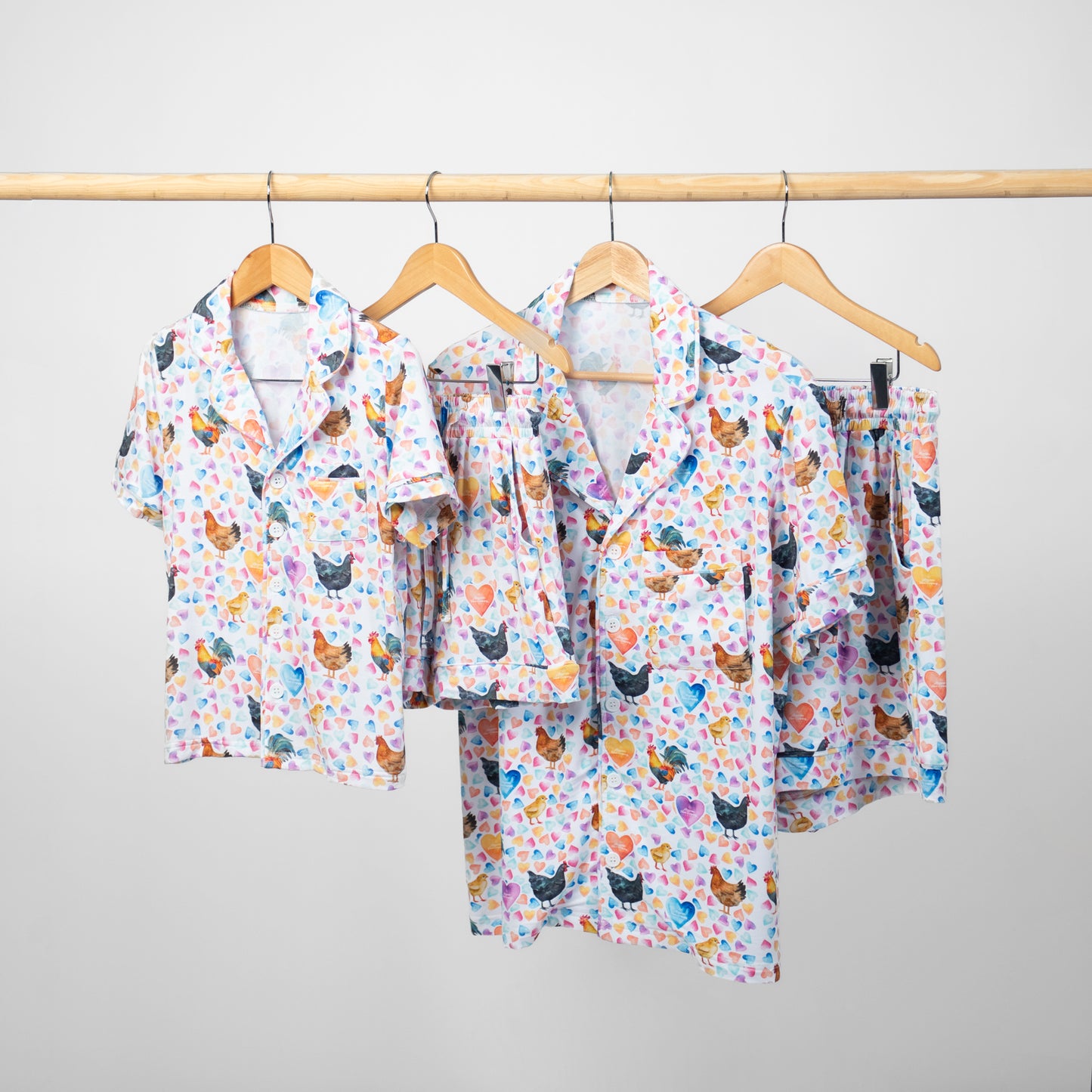 Valentines Chickens Adult Bamboo Pajama Set  - PREORDER