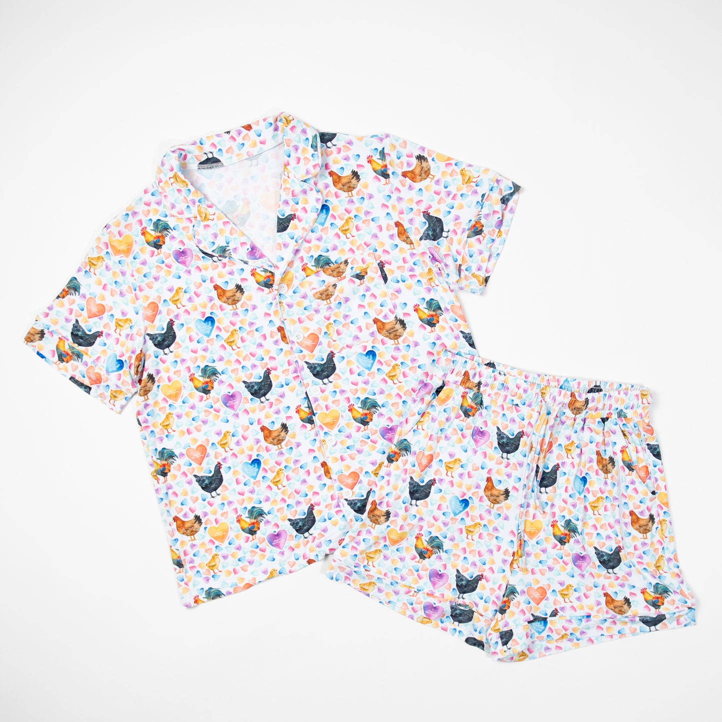 Valentines Chickens Adult Bamboo Pajama Set  - PREORDER