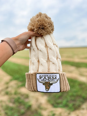 AFC Longhorn Patch Pom Beanie