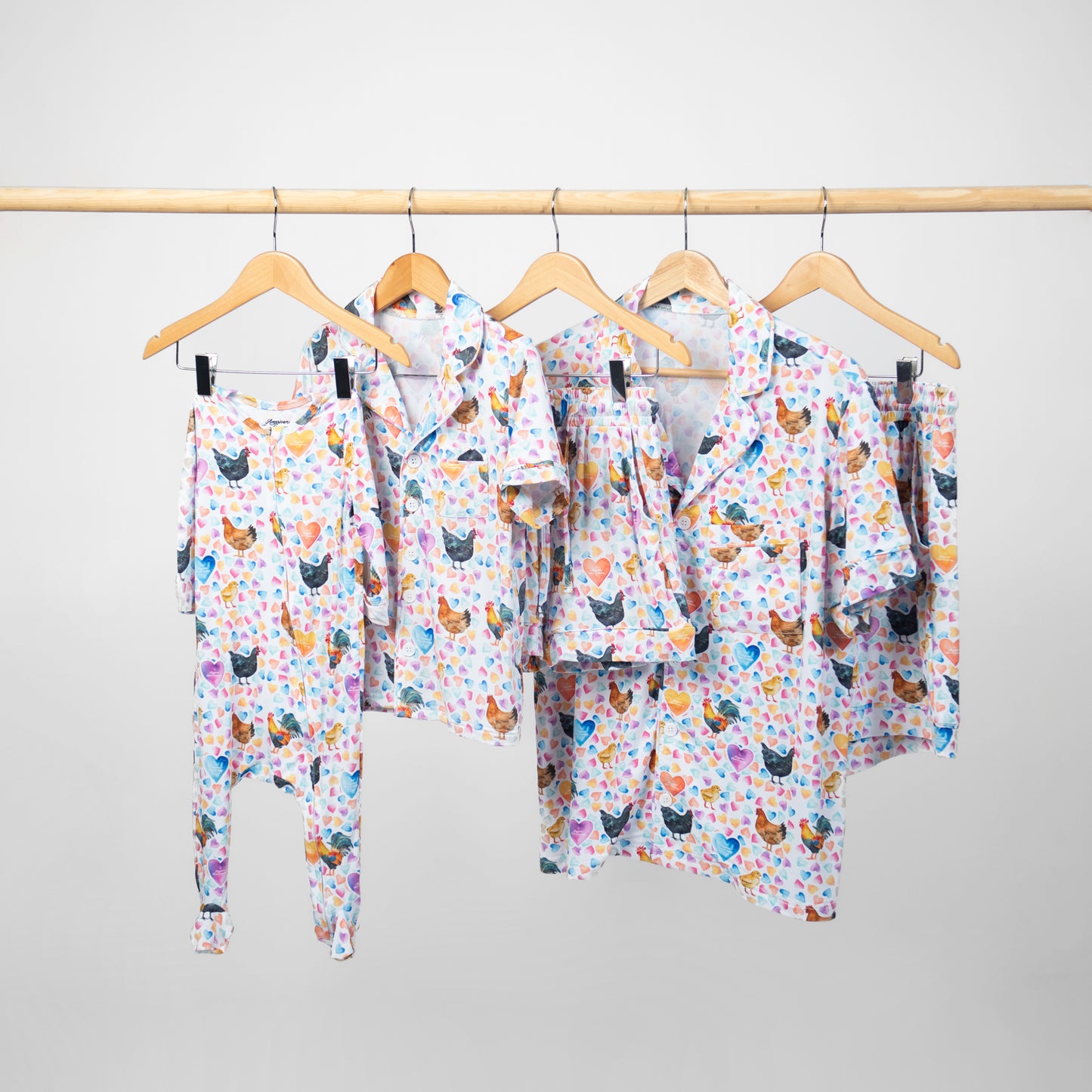 Valentines Chickens Toddler/Youth Bamboo Pajama Set - PREORDER