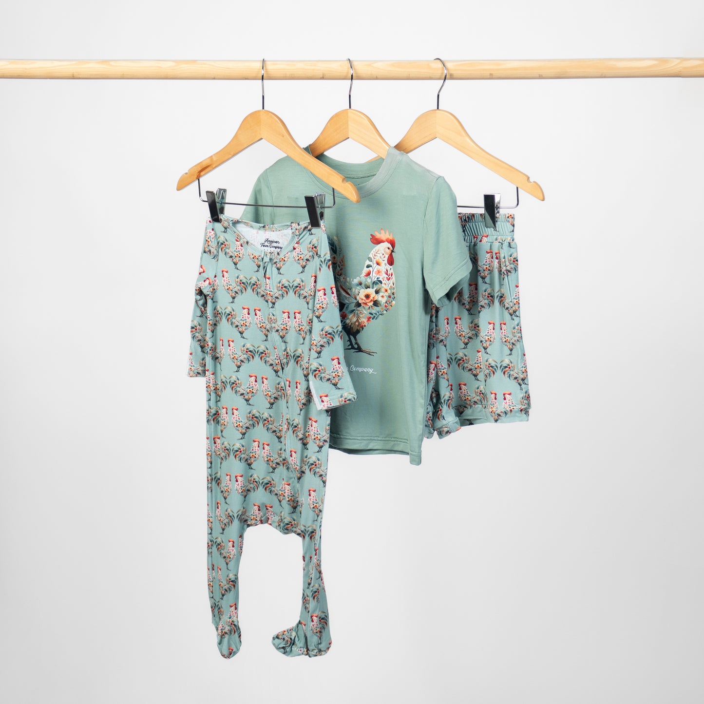 Floral Chicken Toddler/Youth Bamboo Pajama Set - PREORDER