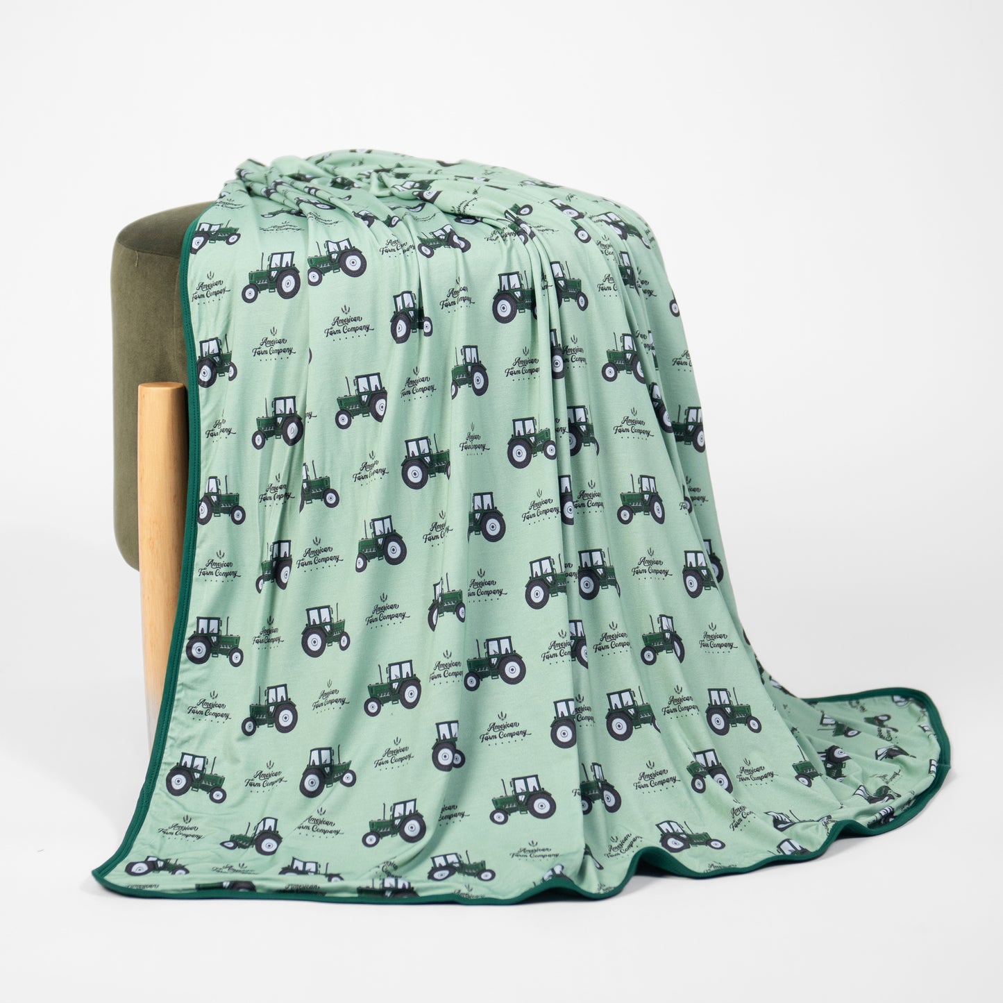 Green Tractor Kids Bamboo Blanket - PREORDER