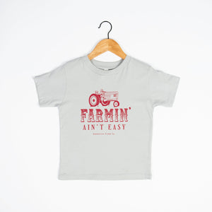 ‘Farmin’ Ain’t Easy’ Red Toddler/Youth Tees