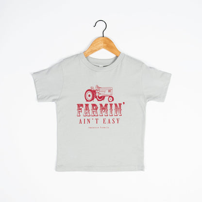 ‘Farmin’ Ain’t Easy’ Red Toddler/Youth Tees