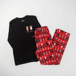 Christmas Cow Black Long Sleeve Tee