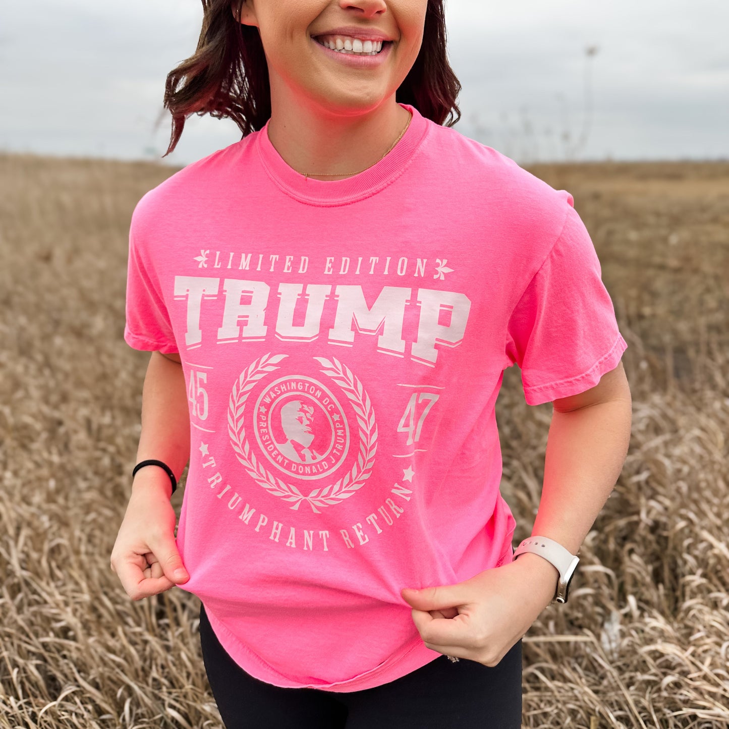 TRUMP 'Triumphant Return' Neon Pink Graphic Tee