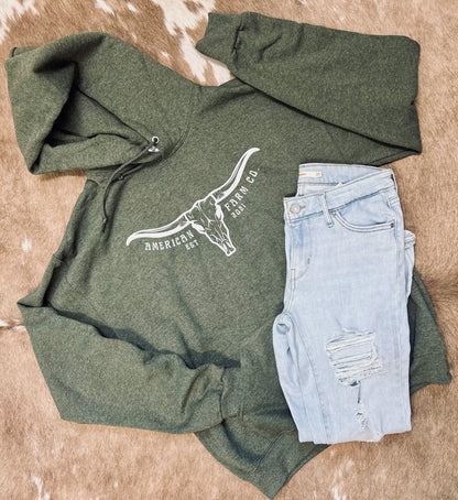 Heather Green Skull Hoodie