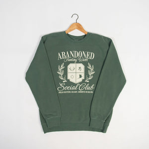 'Abandoned Hunting Wives Club' Washed Green Crewneck