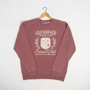 'Abandoned Hunting Wives Club' Washed Maroon Crewneck