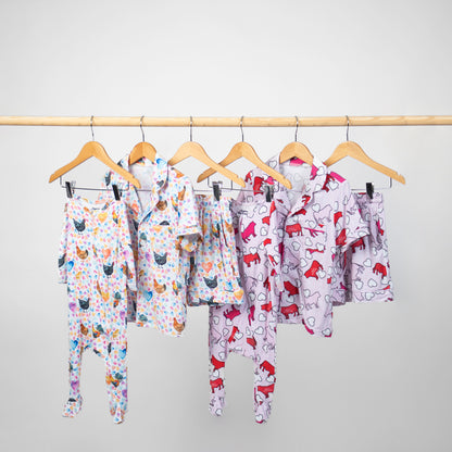 Valentines Chickens Toddler/Youth Bamboo Pajama Set - PREORDER