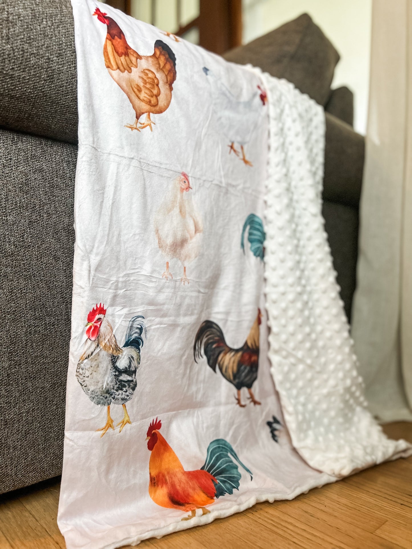 Chicken Minky Baby Blanket - PREORDER