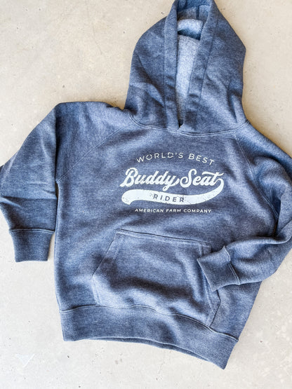 blue buddy seat rider youth hoodie_american farm company