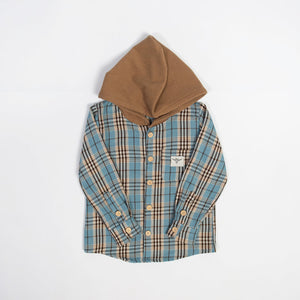 Blue Plaid Hooded Flannel Shirt - Baby/Youth