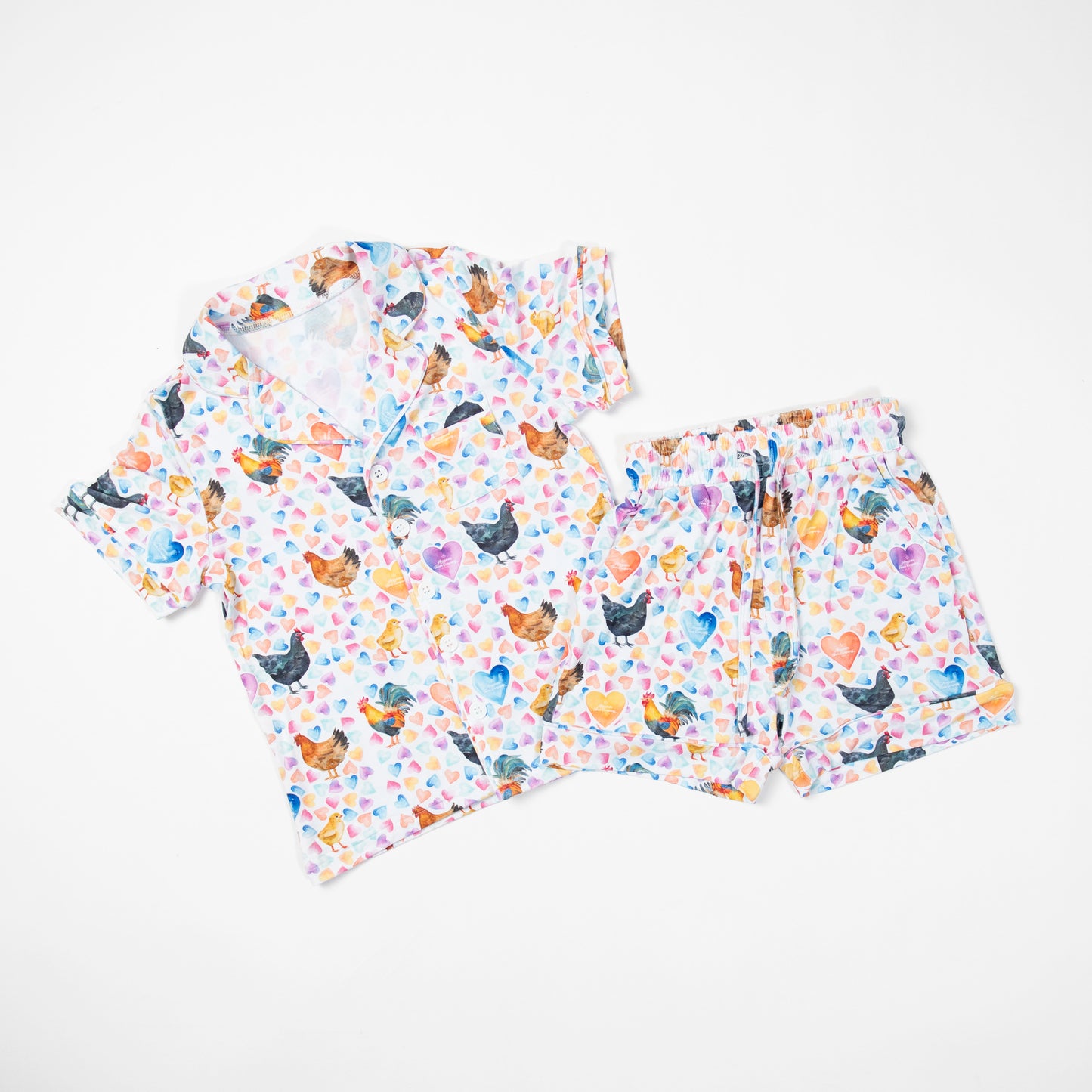 Valentines Chickens Toddler/Youth Bamboo Pajama Set - PREORDER