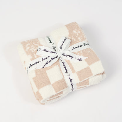 AFC Cream/White Farm Checkers Luxe Blanket