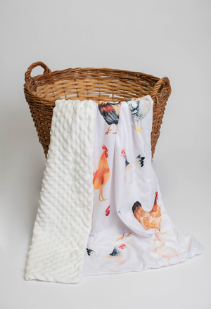 Chicken Minky Baby Blanket - PREORDER