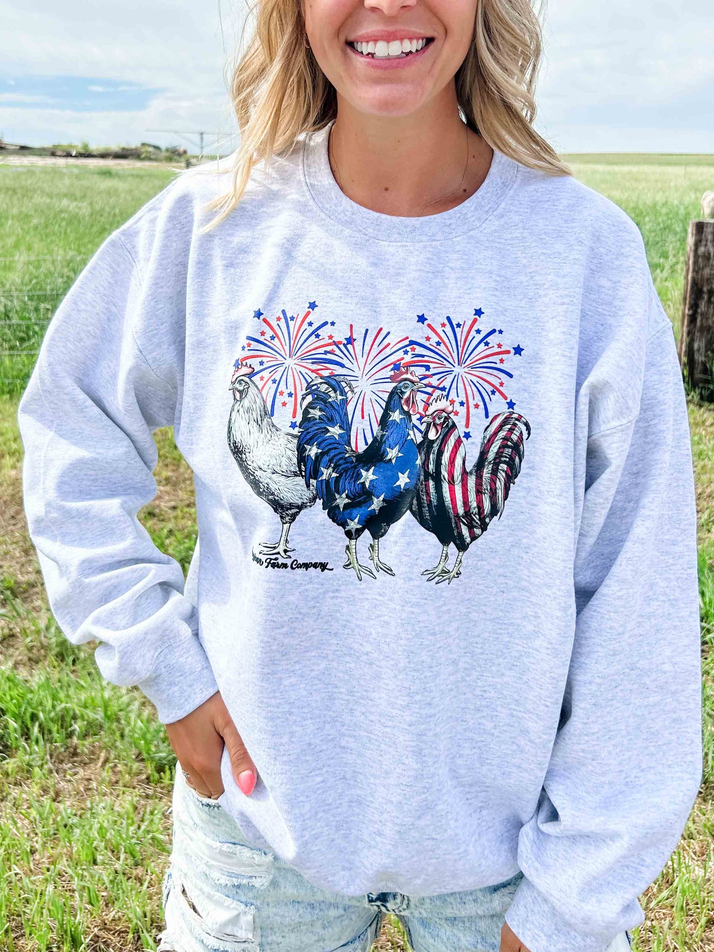 Chickens + Fireworks Ash Crewneck