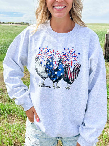 Chickens + Fireworks Ash Crewneck