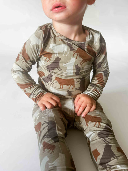 PREORDER Cow Camo Toddler/Youth Bamboo Pajamas