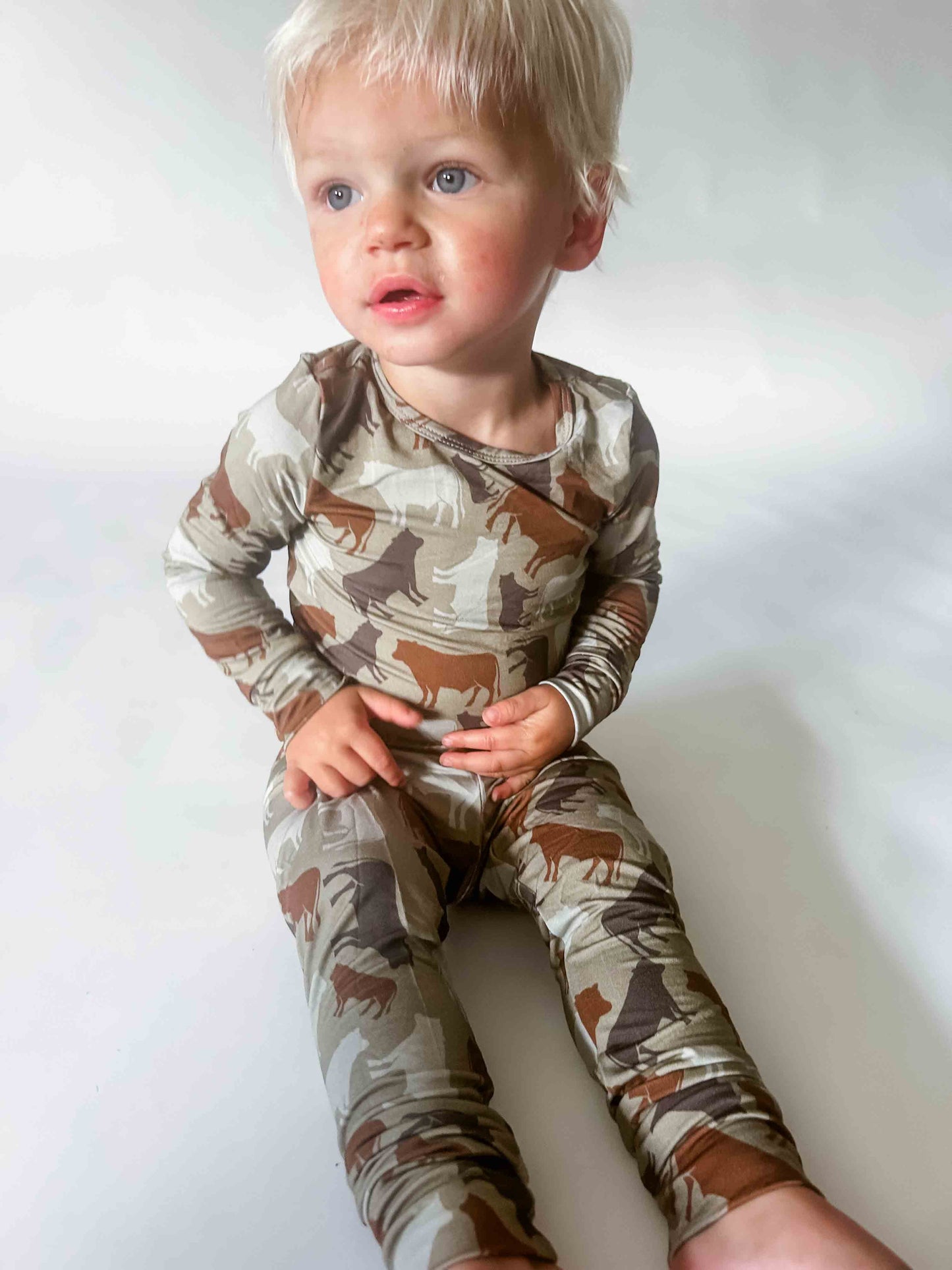 PREORDER Cow Camo Toddler/Youth Bamboo Pajamas