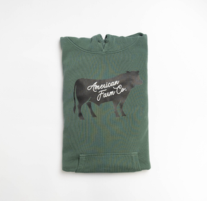 American Farm Co' Black Cow Green Hoodie