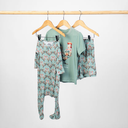 Floral Chicken Spring Baby Bamboo Pajamas - PREORDER