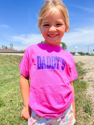 'Daddy's Farm Girl' Pink Toddler/Youth Tees