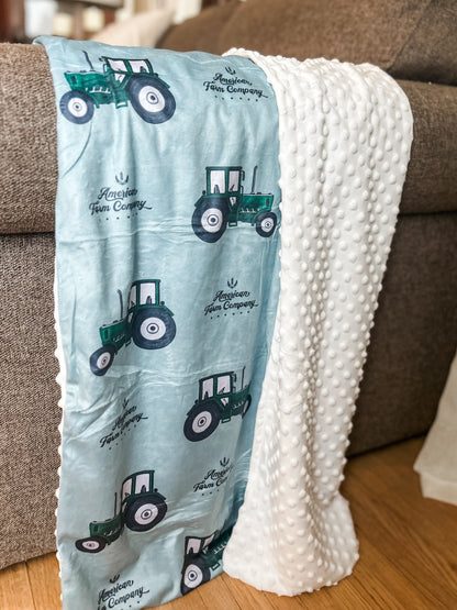 Green Tractor Minky Blanket