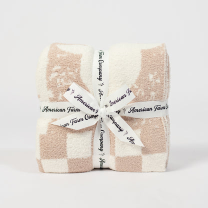 AFC Cream/White Farm Checkers Luxe Blanket