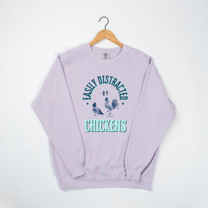 Easily Distracted by Chickens' Orchid Crewneck