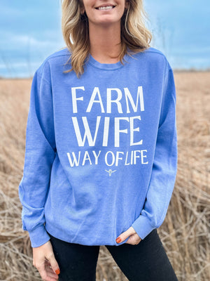 'Farm Wife Way of Life' Blue Crew