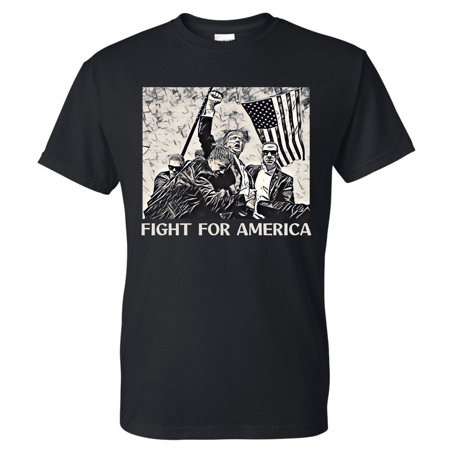 'FIGHT FOR AMERICA' Black Tee - Trump ‘24