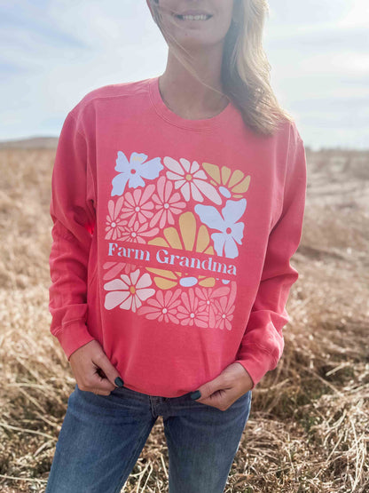 Farm Grandma Floral Crewneck