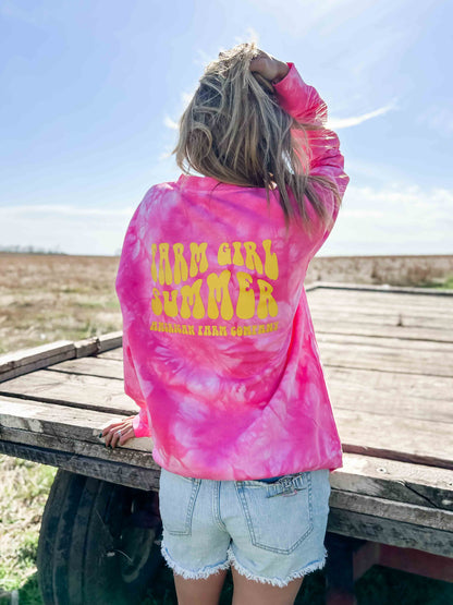 'Farm Girl Summer' Tie-Dye Pink Crewneck