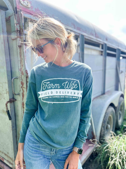 ‘Farm Wife Field Delivery’ Emerald Long Sleeve