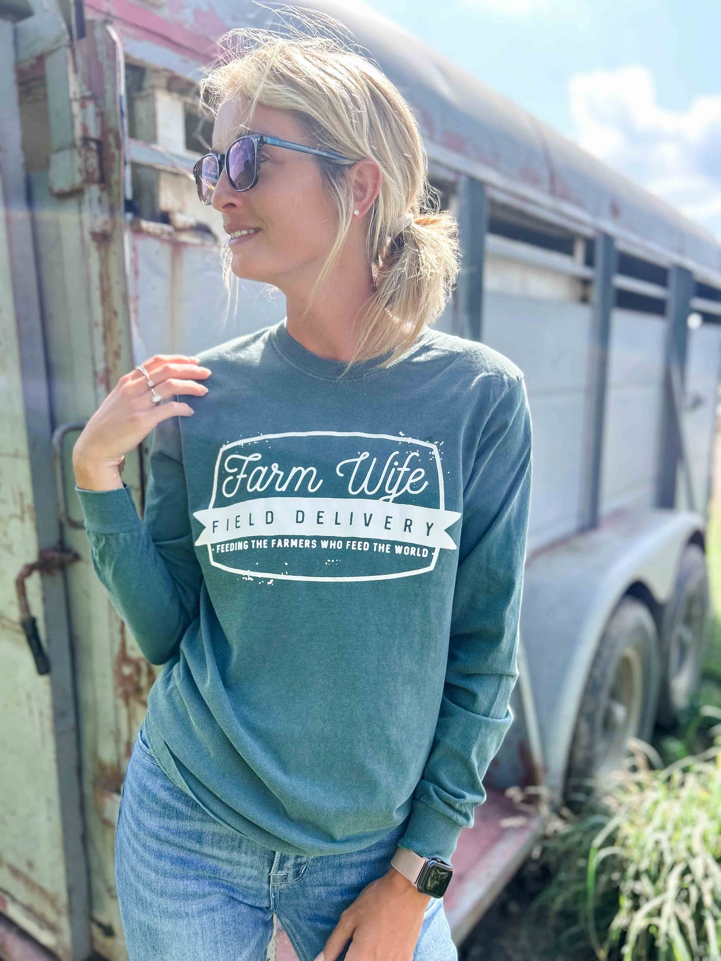 ‘Farm Wife Field Delivery’ Emerald Long Sleeve