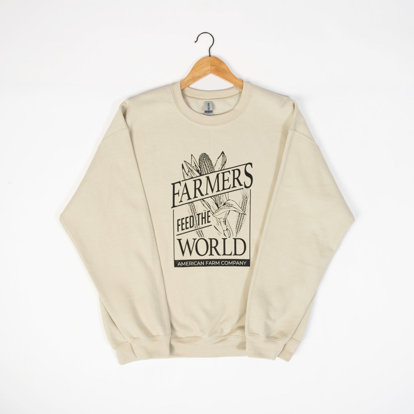 Farmers Feed the World Tan Graphic Crewneck