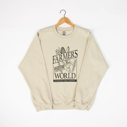 Farmers Feed the World Tan Graphic Crewneck