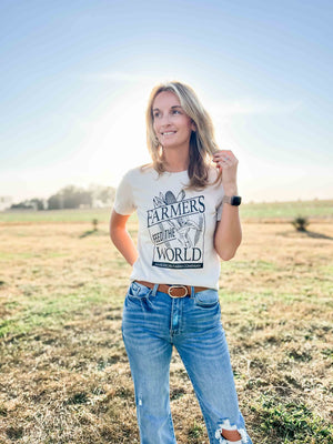 Farmers Feed the World Tan Graphic Tee