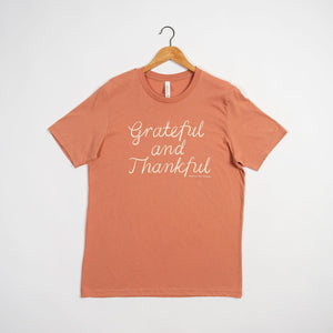 Grateful and Thankful Coral Tee