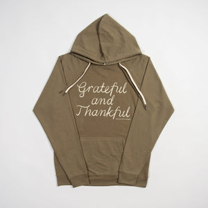 Grateful and Thankful Olive Hoodie