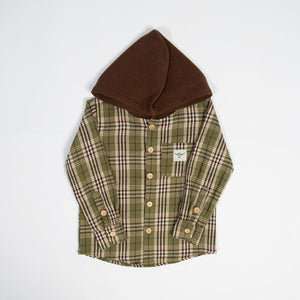 Green Plaid Hooded Flannel Shirt - Baby/Youth