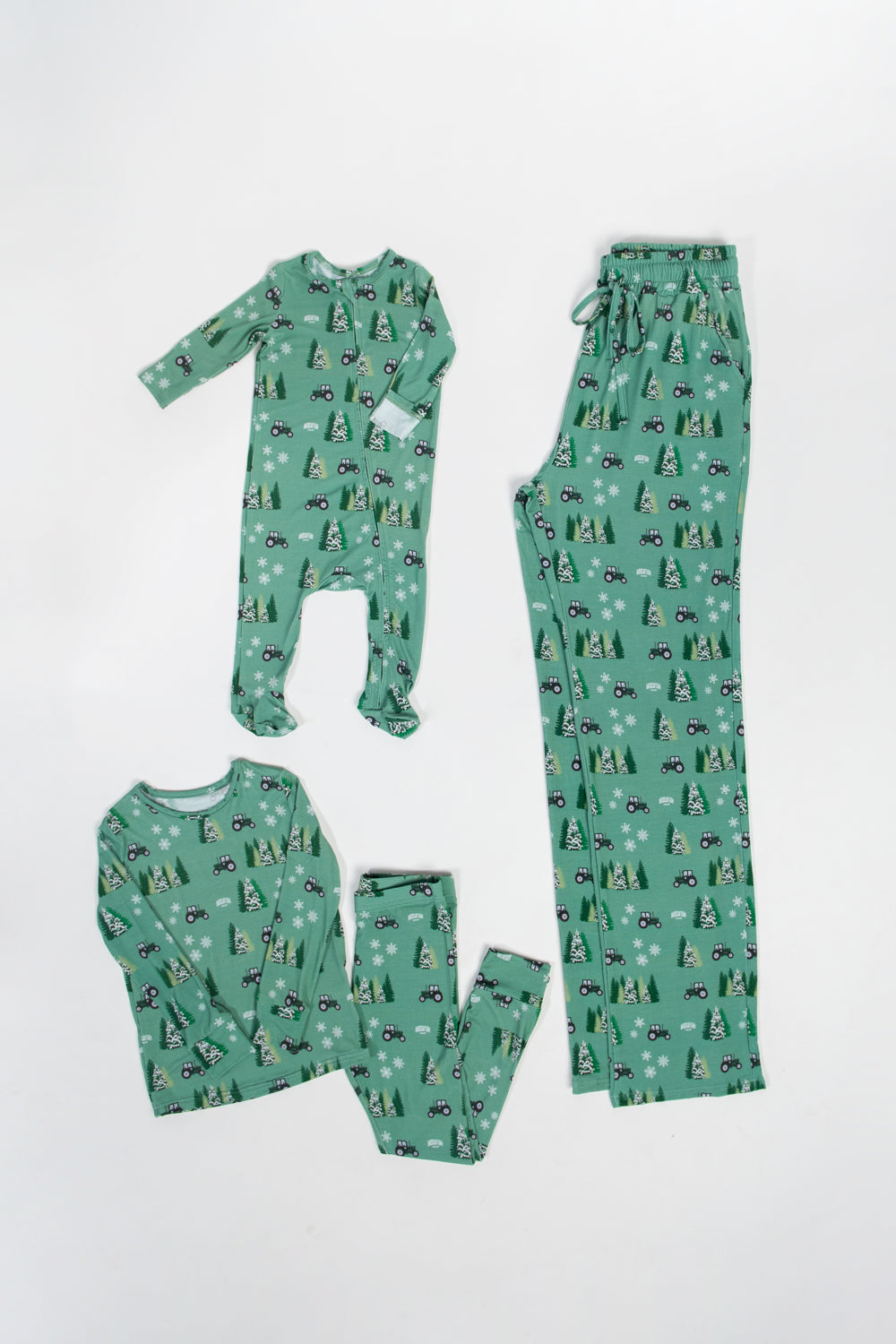 PREORDER Green Tractor Christmas Baby Bamboo Pajamas