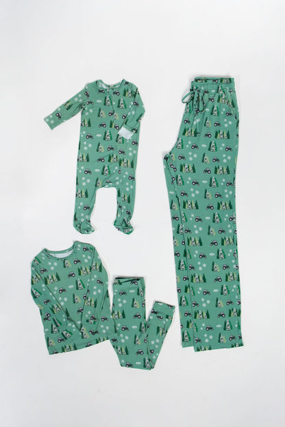 PREORDER Green Tractor Christmas Toddler/Youth Bamboo Pajamas