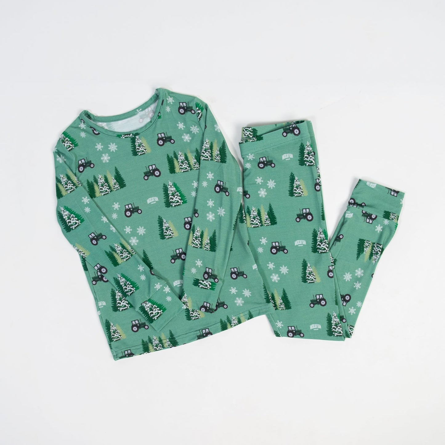 PREORDER Green Tractor Christmas Toddler/Youth Bamboo Pajamas